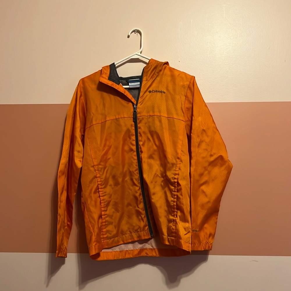 Orange Columbia Windbreaker Rain Jacket